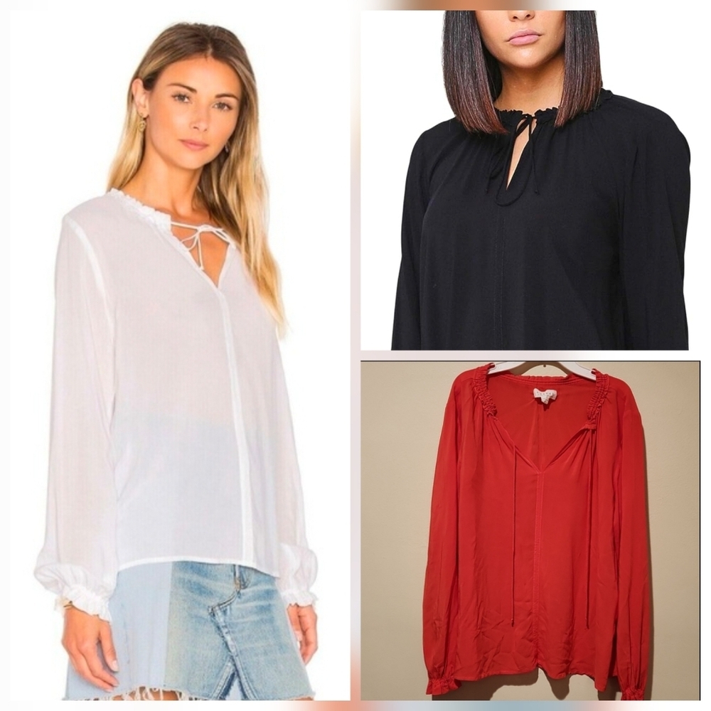 ❤️ VELVET BY GRAHAM & SPENCER SAMANTHA BISHOP SLEEVE SPLIT NECK BLOUSE / TOP